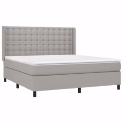 vidaXL Giroletto a Molle con Materasso Grigio Chiaro180x200 cm Tessuto - Vista aggiuntiva 3