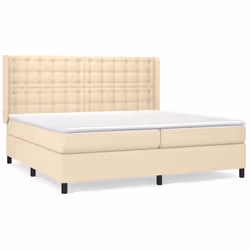 vidaXL Giroletto a Molle con Materasso Crema 200x200 cm in Tessuto - Vista aggiuntiva 2