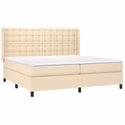 vidaXL Giroletto a Molle con Materasso Crema 200x200 cm in Tessuto - Vista aggiuntiva 3