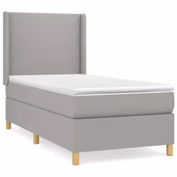 vidaXL Giroletto a Molle con Materasso Grigio Chiaro 90x200 cm Tessuto - Vista aggiuntiva 2