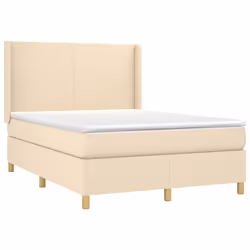 vidaXL Giroletto a Molle con Materasso Crema 140x200 cm in Tessuto - Vista aggiuntiva 3