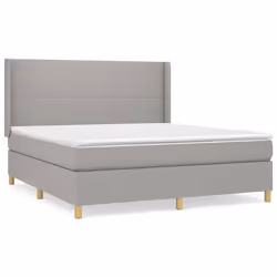 vidaXL Giroletto a Molle con Materasso Grigio Chiaro160x200 cm Tessuto - Vista aggiuntiva 2