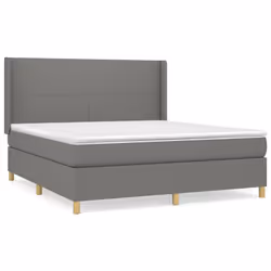 vidaXL Giroletto a Molle con Materasso Grigio Scuro 160x200 cm Tessuto - Vista aggiuntiva 2
