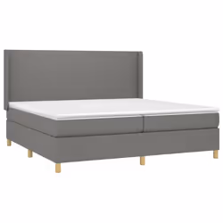 vidaXL Giroletto a Molle con Materasso Grigio Scuro 200x200 cm Tessuto - Vista aggiuntiva 3