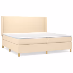 vidaXL Giroletto a Molle con Materasso Crema 200x200 cm in Tessuto - Vista aggiuntiva 2