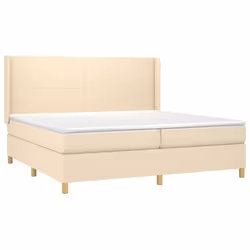 vidaXL Giroletto a Molle con Materasso Crema 200x200 cm in Tessuto - Vista aggiuntiva 3