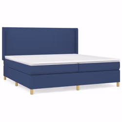 vidaXL Giroletto a Molle con Materasso Blu 200x200 cm in Tessuto - Vista aggiuntiva 2