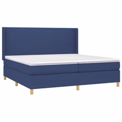 vidaXL Giroletto a Molle con Materasso Blu 200x200 cm in Tessuto - Vista aggiuntiva 3