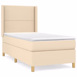 vidaXL Giroletto a Molle con Materasso Crema 90x190 cm in Tessuto - Vista aggiuntiva 2