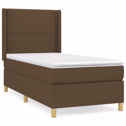 vidaXL Giroletto a Molle con Materasso Marrone Scuro 90x200 cm Tessuto - Vista aggiuntiva 2