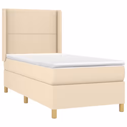vidaXL Giroletto a Molle con Materasso Crema 90x200 cm inTessuto - Vista aggiuntiva 3