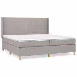 vidaXL Giroletto a Molle con Materasso Grigio Chiaro 200x200cm Tessuto - Vista aggiuntiva 2