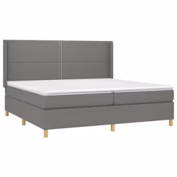vidaXL Giroletto a Molle con Materasso Grigio Scuro 200x200 cm Tessuto - Vista aggiuntiva 3
