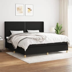 vidaXL Giroletto a Molle con Materasso Nero 200x200 cm in Tessuto