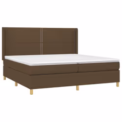 vidaXL Giroletto a Molle con Materasso Marrone Scuro 200x200cm Tessuto - Vista aggiuntiva 3