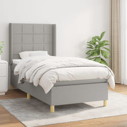 vidaXL Giroletto a Molle con Materasso Grigio Chiaro 90x200 cm Tessuto