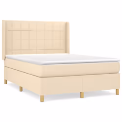 vidaXL Giroletto a Molle con Materasso Crema 140x200 cm in Tessuto - Vista aggiuntiva 2