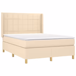 vidaXL Giroletto a Molle con Materasso Crema 140x200 cm in Tessuto - Vista aggiuntiva 3