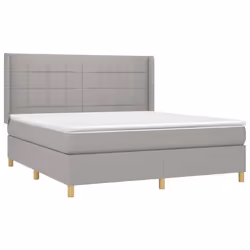 vidaXL Giroletto a Molle con Materasso Grigio Chiaro160x200 cm Tessuto - Vista aggiuntiva 3