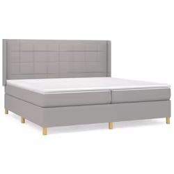 vidaXL Giroletto a Molle con Materasso Grigio Chiaro 200x200cm Tessuto - Vista aggiuntiva 2