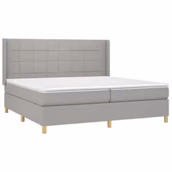 vidaXL Giroletto a Molle con Materasso Grigio Chiaro 200x200cm Tessuto - Vista aggiuntiva 3