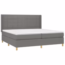 vidaXL Giroletto a Molle con Materasso Grigio Scuro 200x200 cm Tessuto - Vista aggiuntiva 3