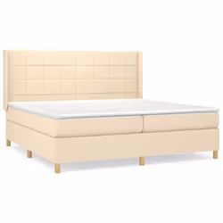 vidaXL Giroletto a Molle con Materasso Crema 200x200 cm in Tessuto - Vista aggiuntiva 2