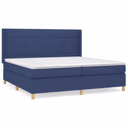 vidaXL Giroletto a Molle con Materasso Blu 200x200 cm in Tessuto - Vista aggiuntiva 2