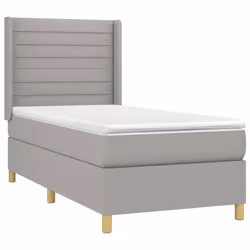 vidaXL Giroletto a Molle con Materasso Grigio Chiaro 90x190 cm Tessuto - Vista aggiuntiva 3