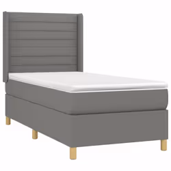 vidaXL Giroletto a Molle con Materasso Grigio Scuro 90x190 cm Tessuto - Vista aggiuntiva 3