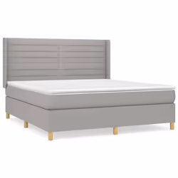 vidaXL Giroletto a Molle con Materasso Grigio Chiaro160x200 cm Tessuto - Vista aggiuntiva 2