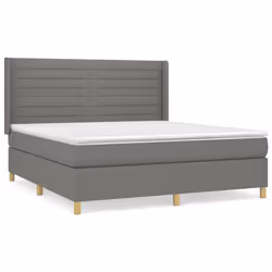 vidaXL Giroletto a Molle con Materasso Grigio Scuro 160x200 cm Tessuto - Vista aggiuntiva 2