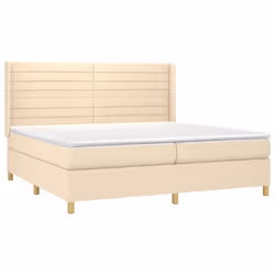 vidaXL Giroletto a Molle con Materasso Crema 200x200 cm in Tessuto - Vista aggiuntiva 3