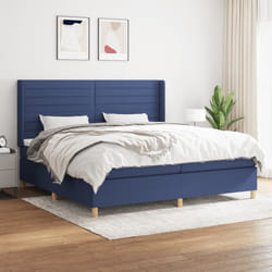vidaXL Giroletto a Molle con Materasso Blu 200x200 cm in Tessuto