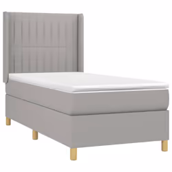 vidaXL Giroletto a Molle con Materasso Grigio Chiaro 90x200 cm Tessuto - Vista aggiuntiva 3