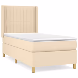 vidaXL Giroletto a Molle con Materasso Crema 90x200 cm inTessuto - Vista aggiuntiva 2