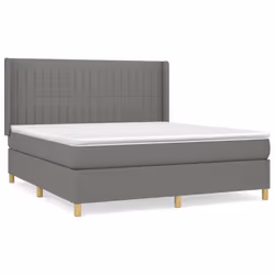 vidaXL Giroletto a Molle con Materasso Grigio Scuro 160x200 cm Tessuto - Vista aggiuntiva 2