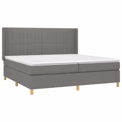 vidaXL Giroletto a Molle con Materasso Grigio Scuro 200x200 cm Tessuto - Vista aggiuntiva 3