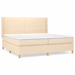 vidaXL Giroletto a Molle con Materasso Crema 200x200 cm in Tessuto - Vista aggiuntiva 2