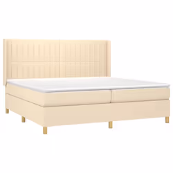 vidaXL Giroletto a Molle con Materasso Crema 200x200 cm in Tessuto - Vista aggiuntiva 3