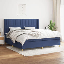 vidaXL Giroletto a Molle con Materasso Blu 200x200 cm in Tessuto