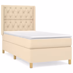 vidaXL Giroletto a Molle con Materasso Crema 80x200 cm inTessuto - Vista aggiuntiva 2