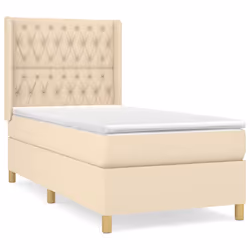 vidaXL Giroletto a Molle con Materasso Crema 90x190 cm in Tessuto - Vista aggiuntiva 2