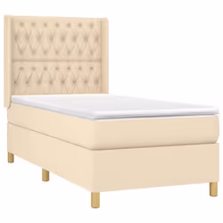 vidaXL Giroletto a Molle con Materasso Crema 90x190 cm in Tessuto - Vista aggiuntiva 3