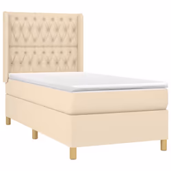 vidaXL Giroletto a Molle con Materasso Crema 90x200 cm inTessuto - Vista aggiuntiva 3