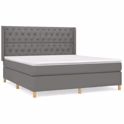 vidaXL Giroletto a Molle con Materasso Grigio Scuro 160x200 cm Tessuto - Vista aggiuntiva 2