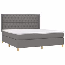 vidaXL Giroletto a Molle con Materasso Grigio Scuro 160x200 cm Tessuto - Vista aggiuntiva 3