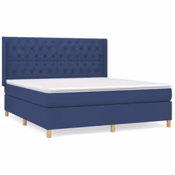 vidaXL Giroletto a Molle con Materasso Blu 160x200 cm in Tessuto - Vista aggiuntiva 2
