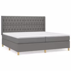 vidaXL Giroletto a Molle con Materasso Grigio Scuro 200x200 cm Tessuto - Vista aggiuntiva 2