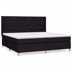 vidaXL Giroletto a Molle con Materasso Nero 200x200 cm in Tessuto - Vista aggiuntiva 2